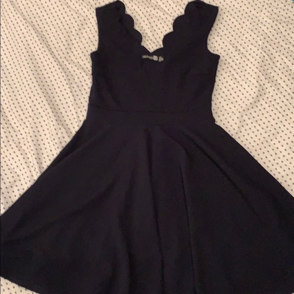 Boohoo scalloped neck skater dress